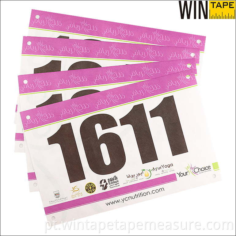 Números de babadores de papel impermeável para impressão personalizados para corridas de maratona